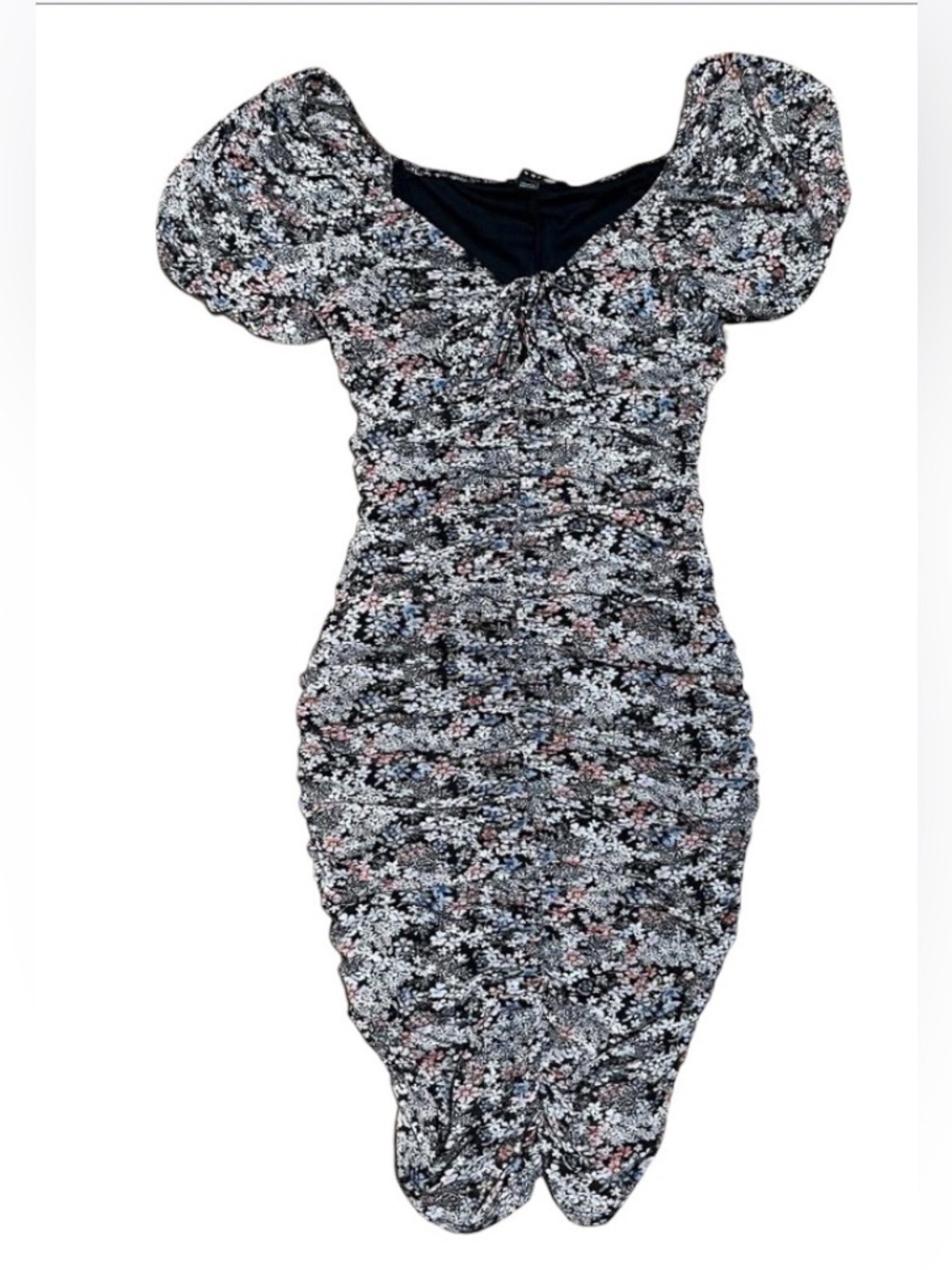 Haute Monde Floral Ruched Mesh Bodycon Mini Dress Size L
